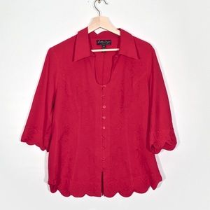 Red Embroidered Blouse